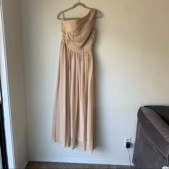Wedding Dress - Tan - Chiffon - One Shoulder - Picture 2 of 3
